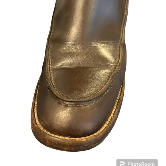 Ralph Lauren Blue Label Italian Leather Heeled Tall Zipper Boots Sz 7 Brown - Picture 6 of 16